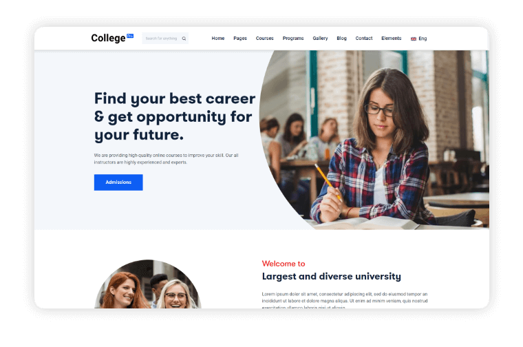 College Pro Home Page Variant 1